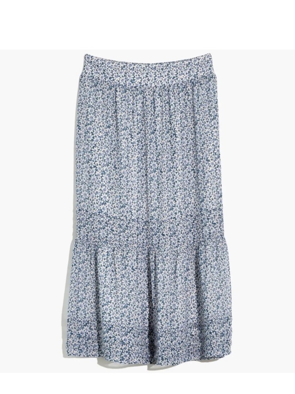 Madewell Blue and White Floral Midi Skirt